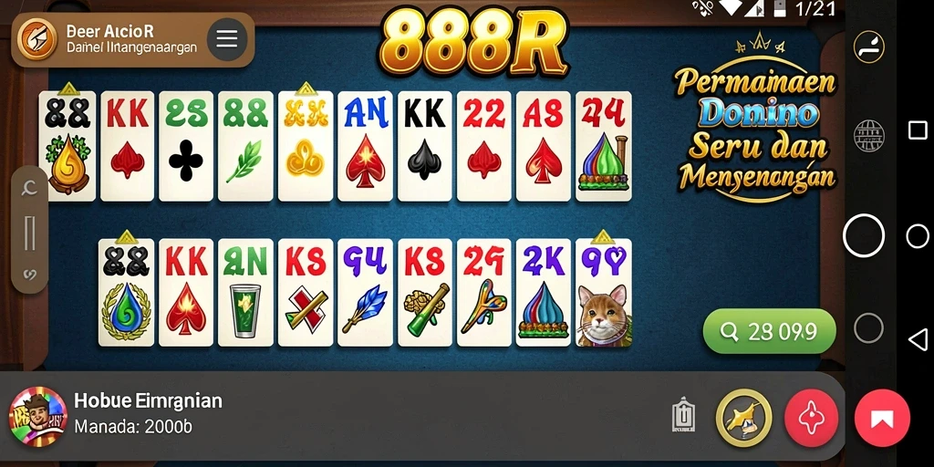 Tampilan gameplay menarik dari 888R dengan domino yang seru.