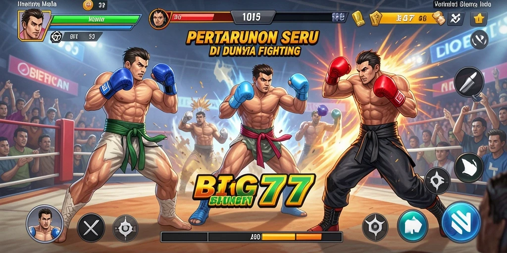 Screenshot gameplay BIG77 yang penuh aksi pertarungan.
