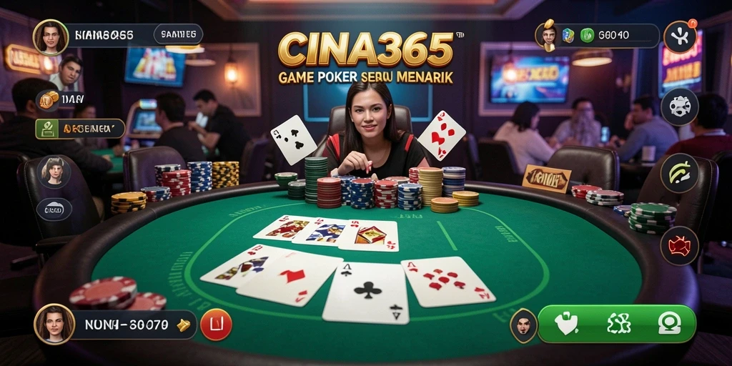 Screenshot gameplay CINA365 yang menampilkan aksi poker yang mendebarkan.