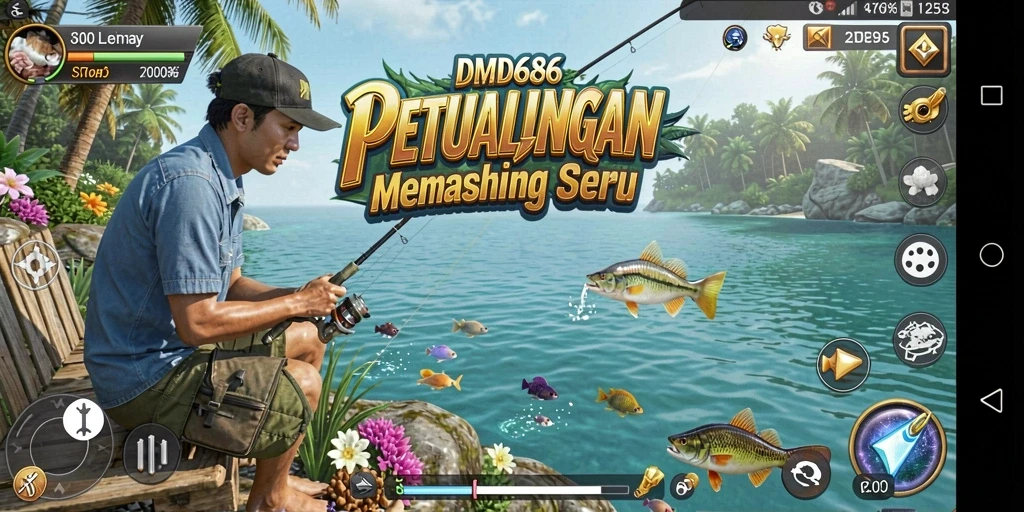 Tampilan gameplay menarik saat memancing di DMD686.