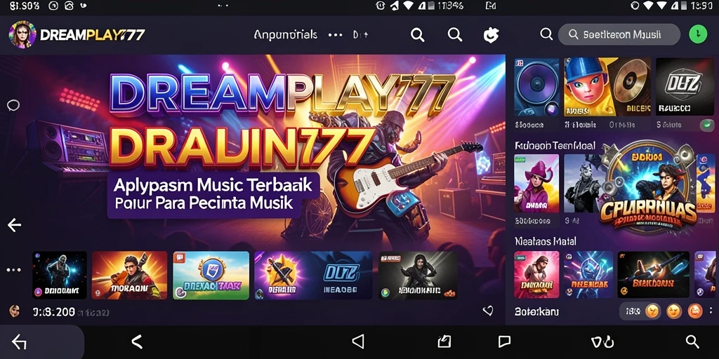 Screenshot utama dari gameplay <strong>DREAMPLAY77</strong> yang menunjukkan interaksi musik yang seru.