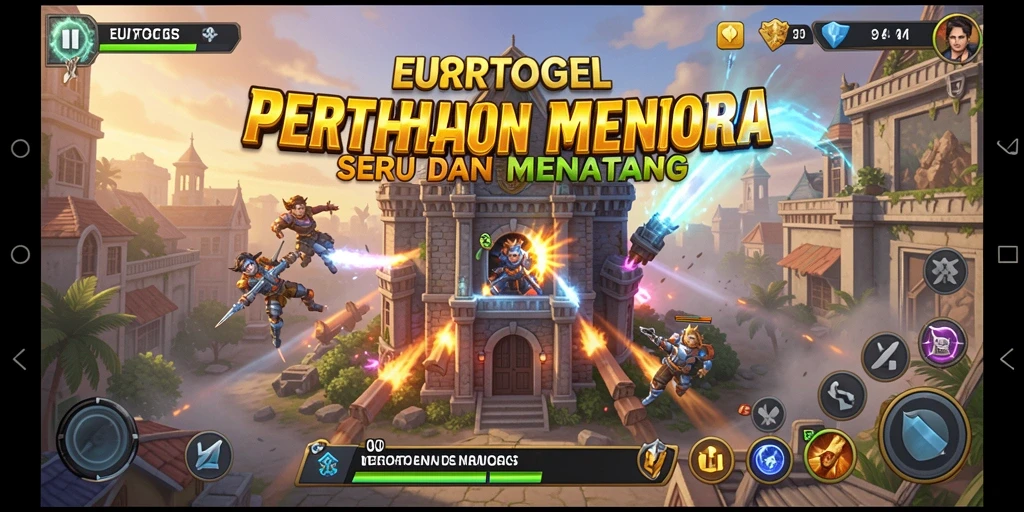 Tampilan menara strategis dalam gameplay Tower Defense.