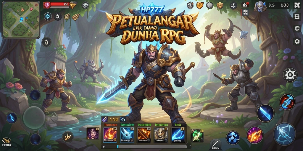 Tampilan gameplay RPG yang mendetail dan menarik di HP777.