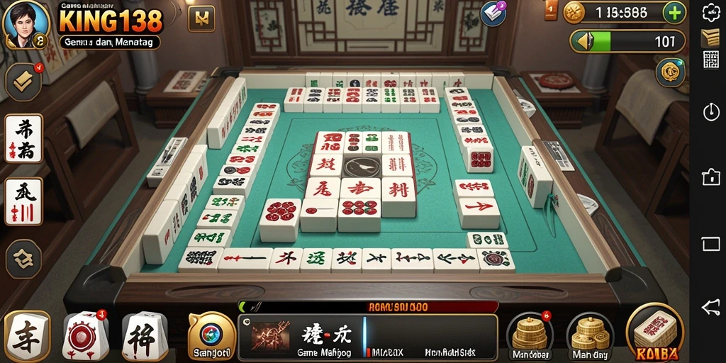 Tampilan gameplay menarik KING138 dengan berbagai kartu Mahjong.