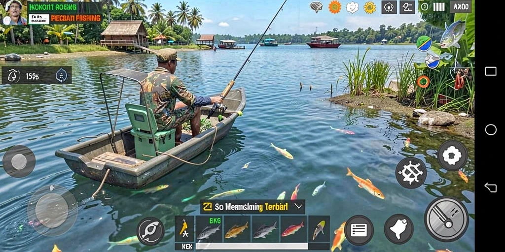 Gameplay menarik dalam KOKO11 yang menampilkan aksi memancing.