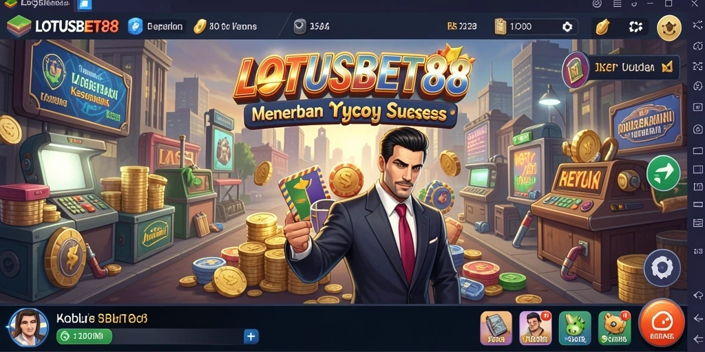 Tampilan gameplay LOTUSBET88 dengan pengelolaan bisnis yang menarik.