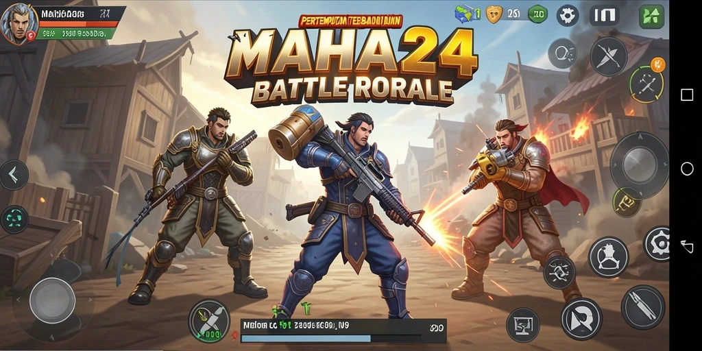 Tangkapan layar game MAHA24 menampilkan aksi pertempuran di medan perang.