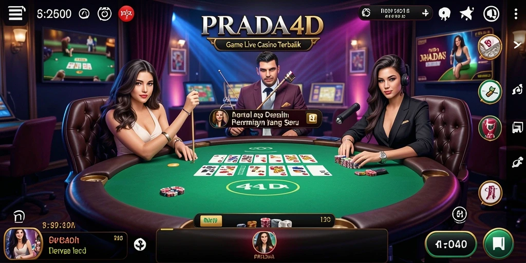 Tampilan gameplay seru PRADA4D dengan dealer Live Casino.