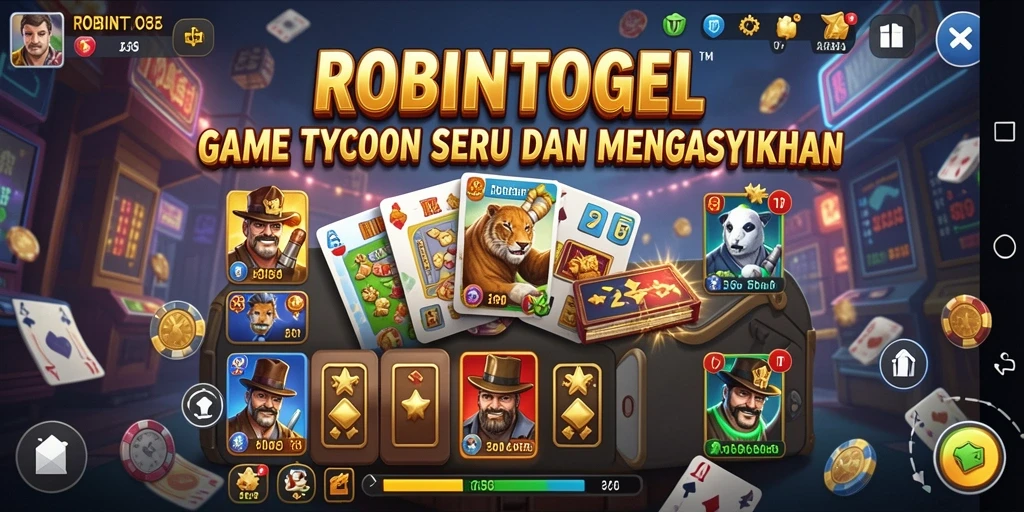 Screenshot utama ROBINTOGEL menampilkan gameplay Tycoon yang seru.