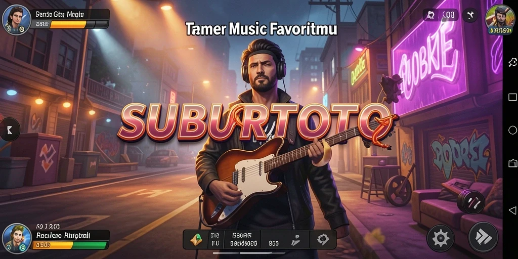 Screenshot gameplay SUBURTOTO menampilkan momen seru bermain musik.