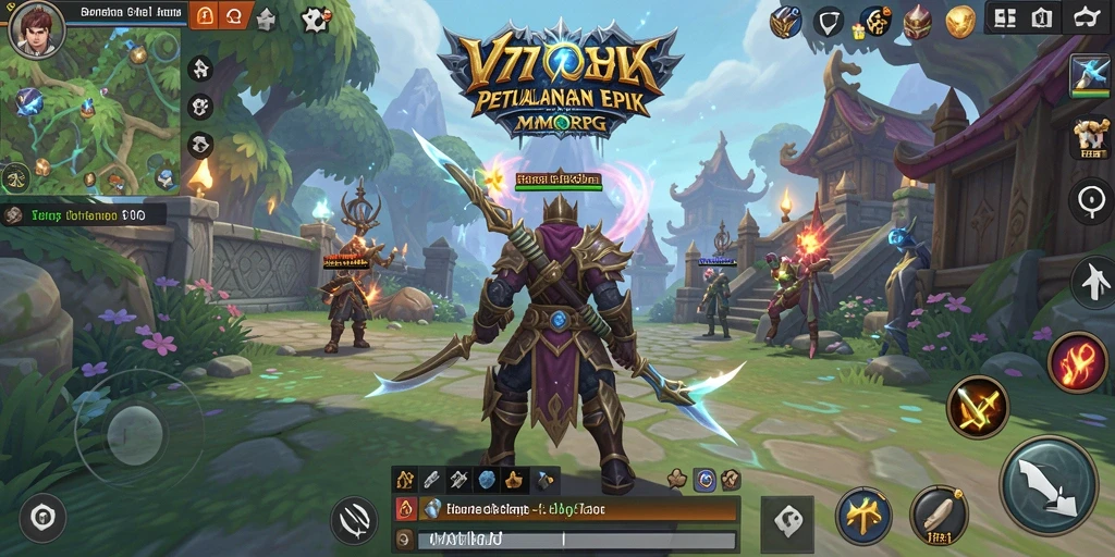 Tangkapan layar V87 menampilkan aksi seru dalam permainan MMORPG.