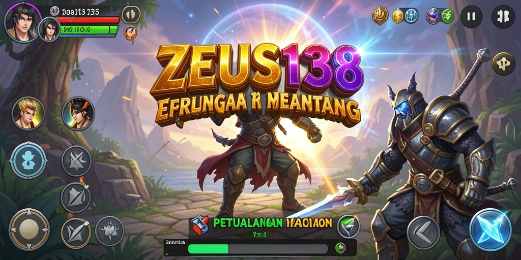 Screenshot utama game ZEUS138 menampilkan aksi petualangan menegangkan.